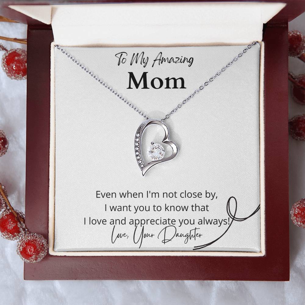 Emotional mother-daughter jewelry  Expressive love-themed necklace  Unique mom's keepsake  Cherished gift from daughter  Timeless love adornment  Mom's special pendant  Daughter's affectionate gift  Personalized mom's jewelry