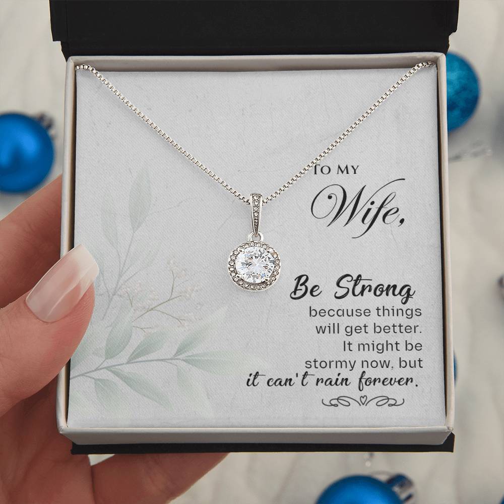 Wife be strong necklace  Empowering jewelry for her  Thoughtful gift for wife  Strength-themed pendant  Personalized wife's accessory  Encouraging necklace for her  Inspirational wife's jewelry  Timeless love-themed adornment  Wife's keepsake pendant  Meaningful be strong necklace  Unique gift for beloved wife  Expressive love-themed jewelry  Beloved wife's accessory  Intimate encouragement pendant  Everlasting love necklace