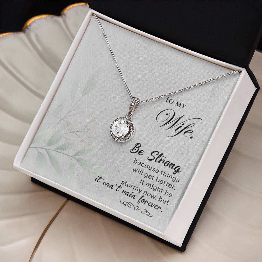 Wife be strong necklace  Empowering jewelry for her  Thoughtful gift for wife  Strength-themed pendant  Personalized wife's accessory  Encouraging necklace for her  Inspirational wife's jewelry  Timeless love-themed adornment  Wife's keepsake pendant  Meaningful be strong necklace  Unique gift for beloved wife  Expressive love-themed jewelry  Beloved wife's accessory  Intimate encouragement pendant  Everlasting love necklace