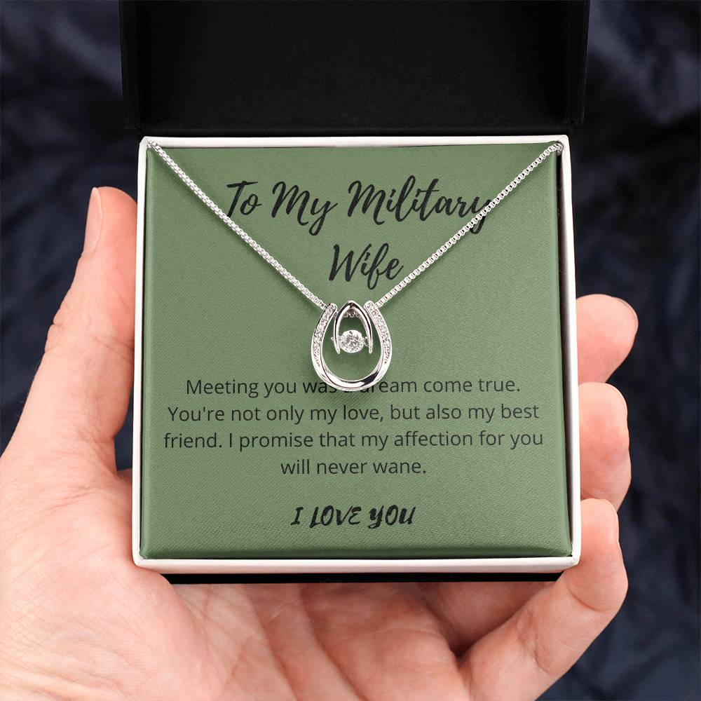 Military wife necklace  Thoughtful gift for wife  Personalized military spouse jewelry  Elegant love pendant  Sentimental necklace for her  Special gift for military wife  Graceful love-themed accessory  Wife's keepsake necklace  Timeless love pendant  Meaningful military spouse jewelry  Cherished gift for wife  Unique love-themed necklace  Expressive military wife  Beloved wife's accessory  Intimate love-themed pendant