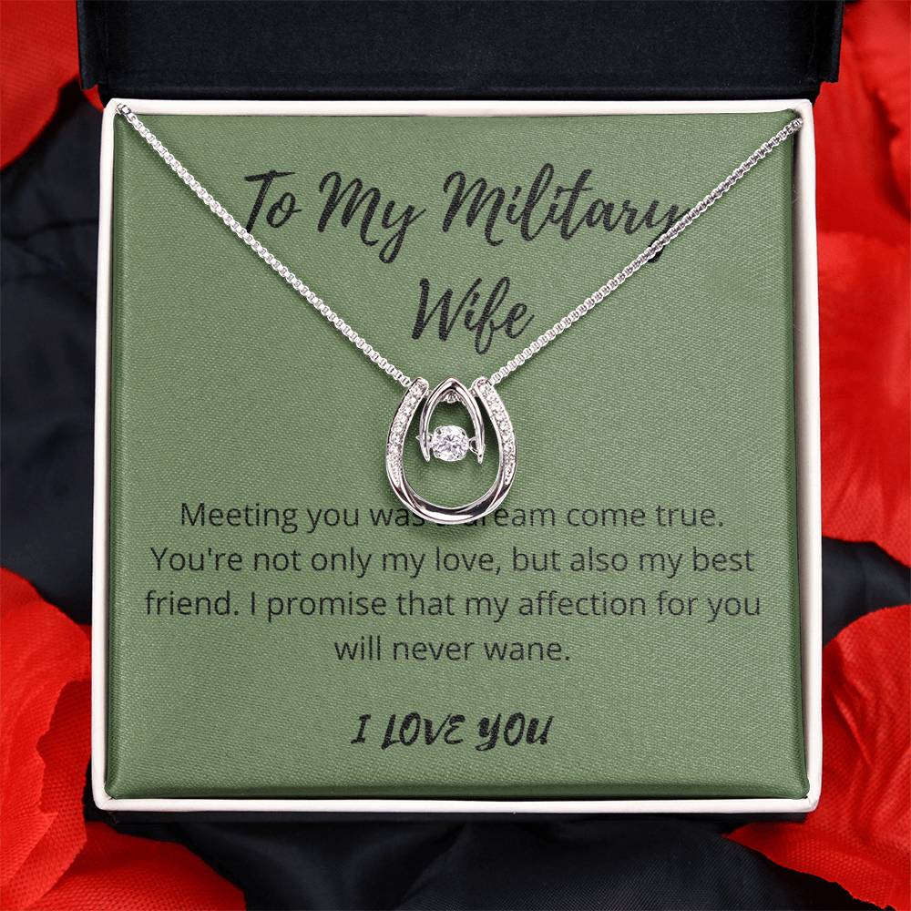 Military wife necklace  Thoughtful gift for wife  Personalized military spouse jewelry  Elegant love pendant  Sentimental necklace for her  Special gift for military wife  Graceful love-themed accessory  Wife's keepsake necklace  Timeless love pendant  Meaningful military spouse jewelry  Cherished gift for wife  Unique love-themed necklace  Expressive military wife  Beloved wife's accessory  Intimate love-themed pendant