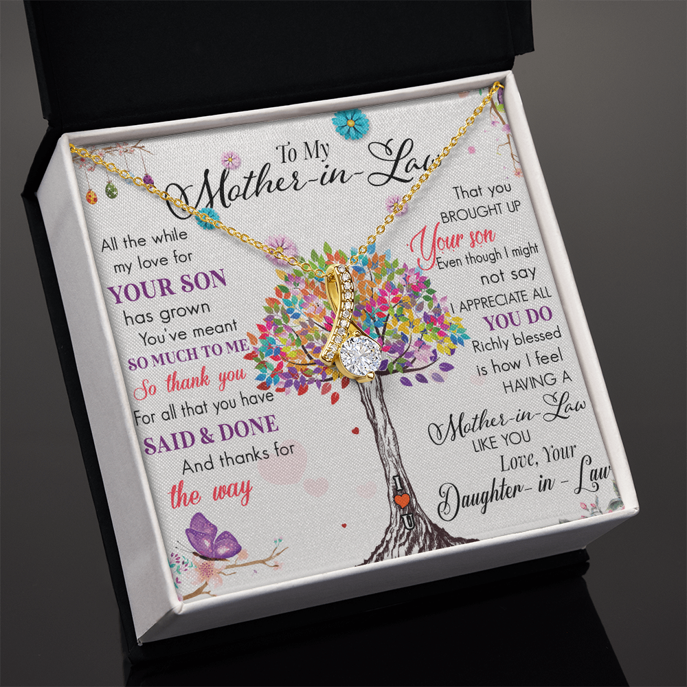 Bound by Love: Elegant Necklace for Mother-in-Law with a Heartwarming Message