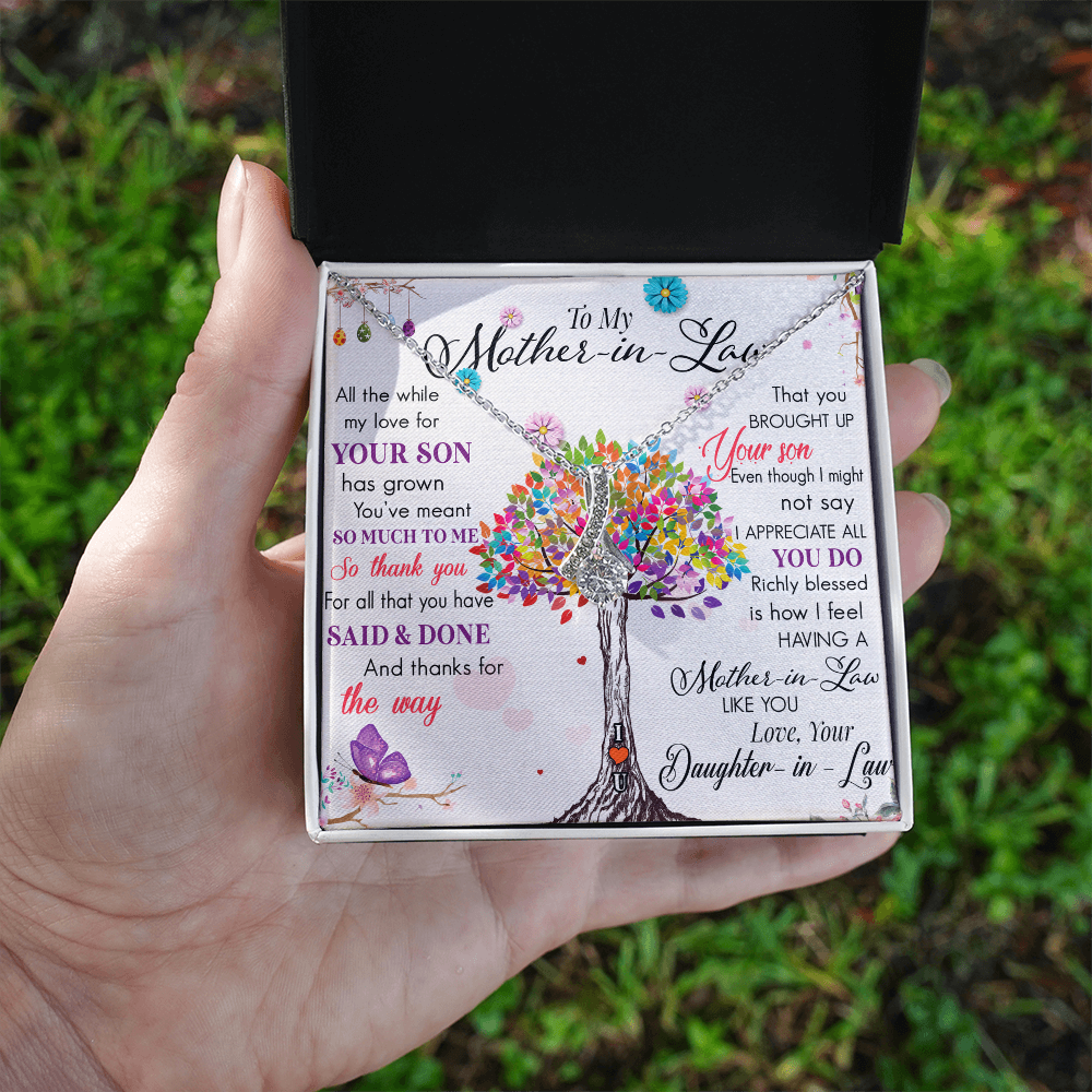 Bound by Love: Elegant Necklace for Mother-in-Law with a Heartwarming Message