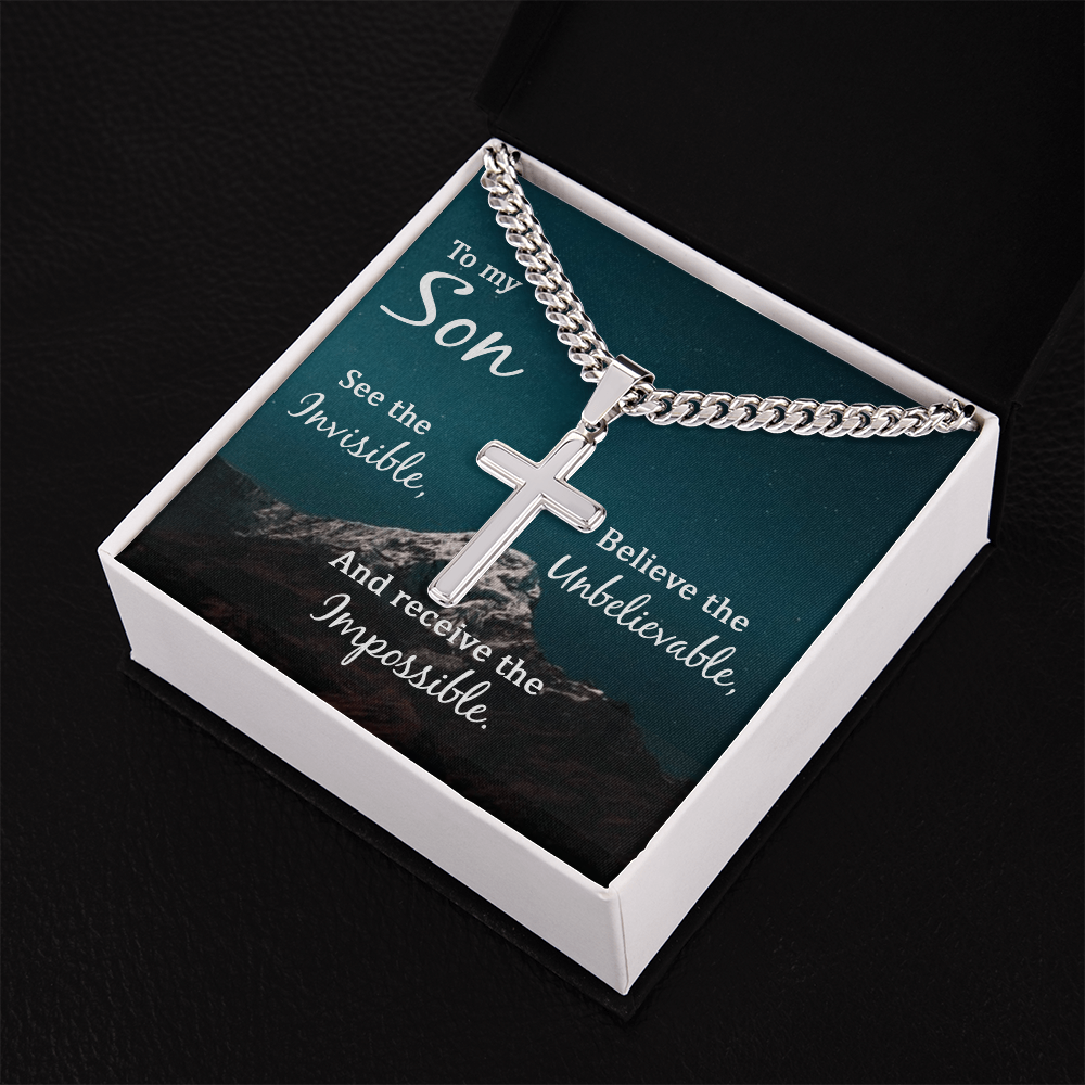 Strength in Faith: Cross Necklace with an Empowering Message