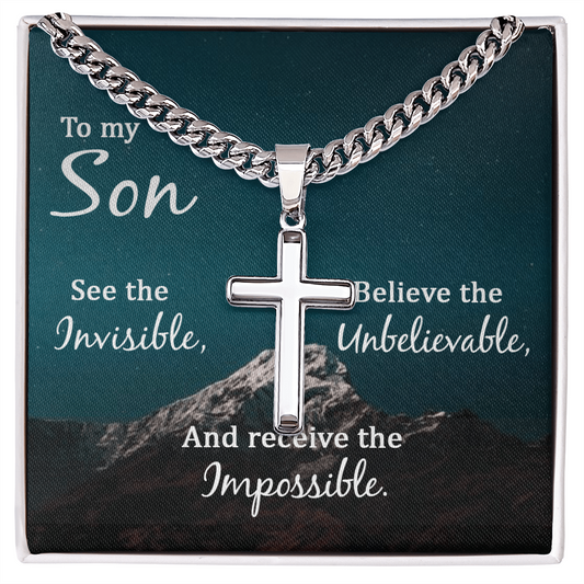 Strength in Faith: Cross Necklace with an Empowering Message