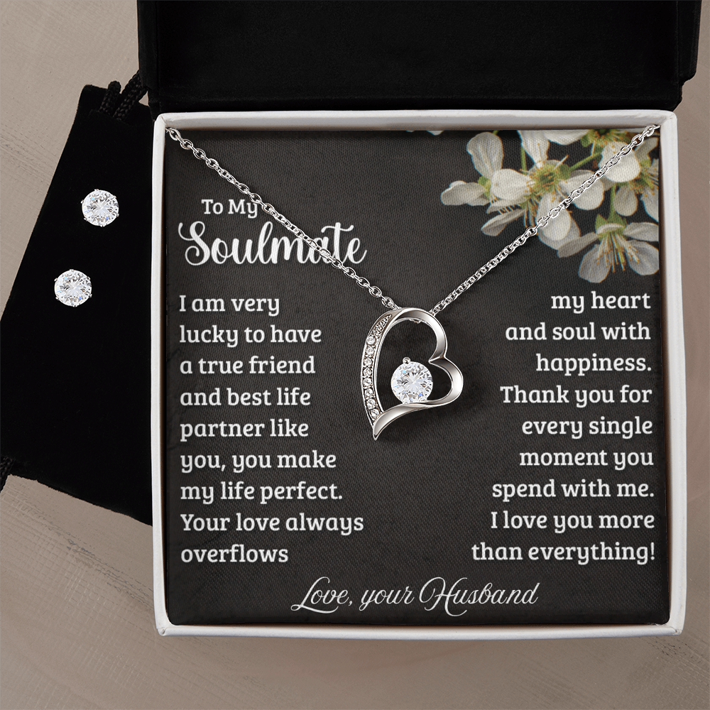 Timeless Beauty: Necklace and Earrings Set with a Heartfelt Message from Husband