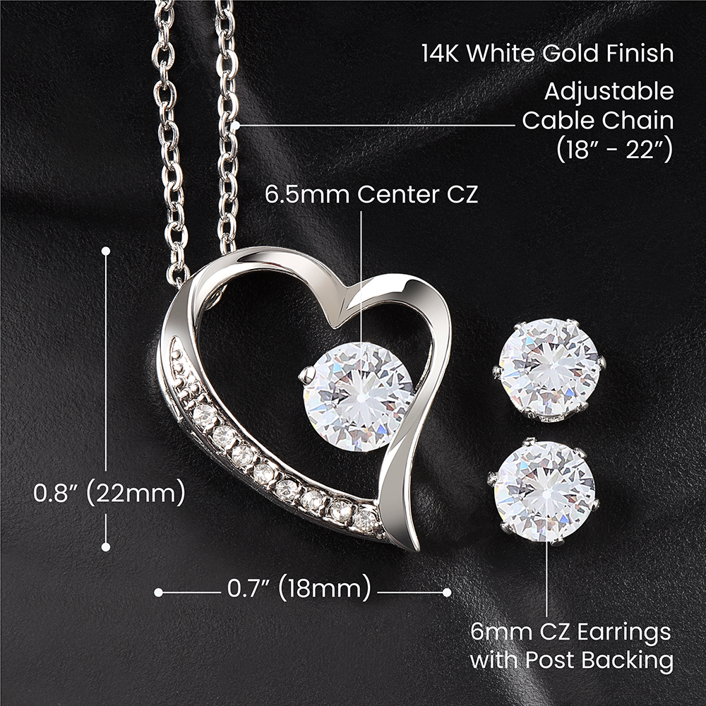 Timeless Beauty: Necklace and Earrings Set with a Heartfelt Message from Husband
