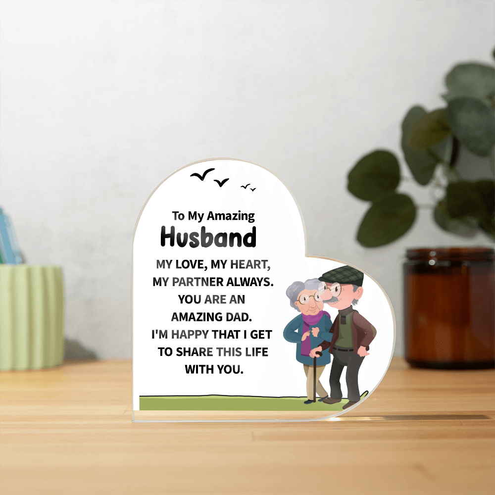 To My Amazing Husband – My Love, My Heart, My Forever Partner | Heart-Shaped Keepsake