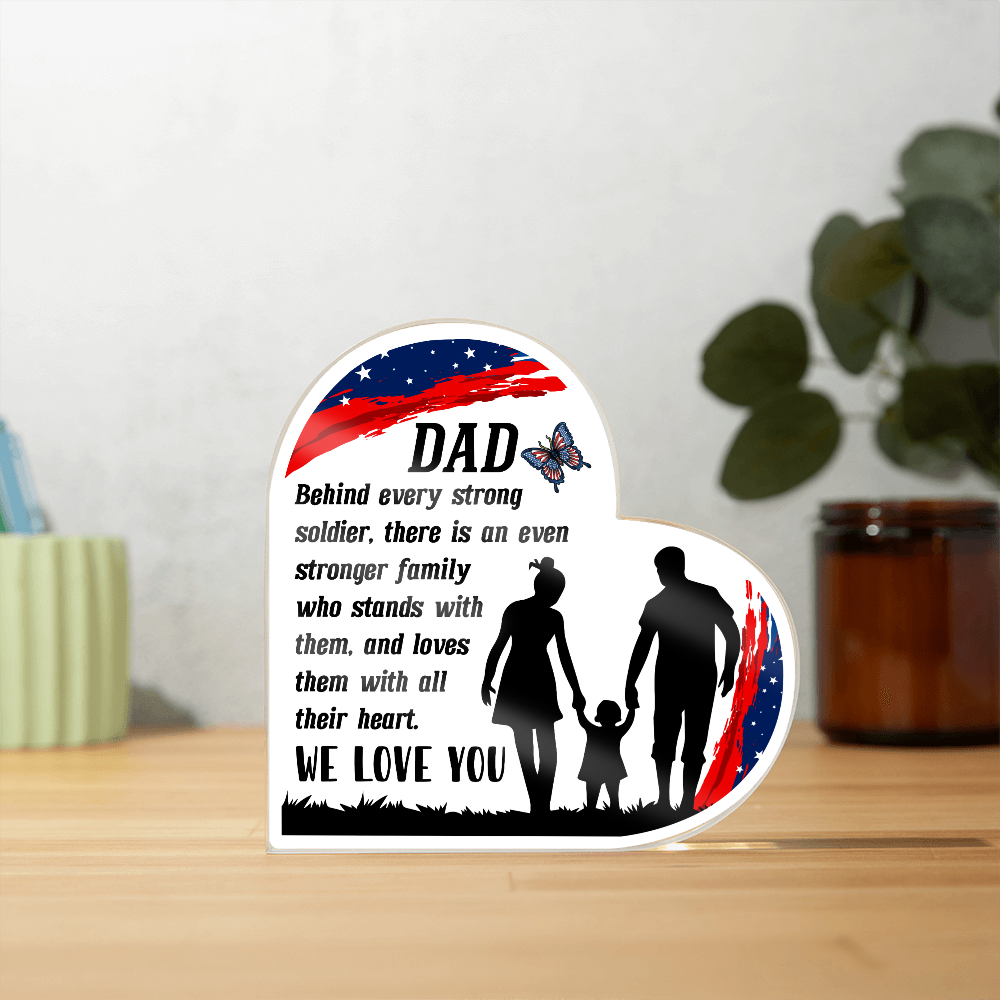 To Dad – The Strength Behind the Soldier | Heart-Shaped Keepsake