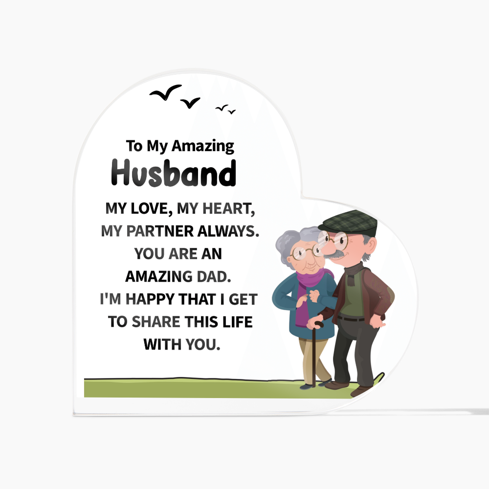 To My Amazing Husband – My Love, My Heart, My Forever Partner | Heart-Shaped Keepsake