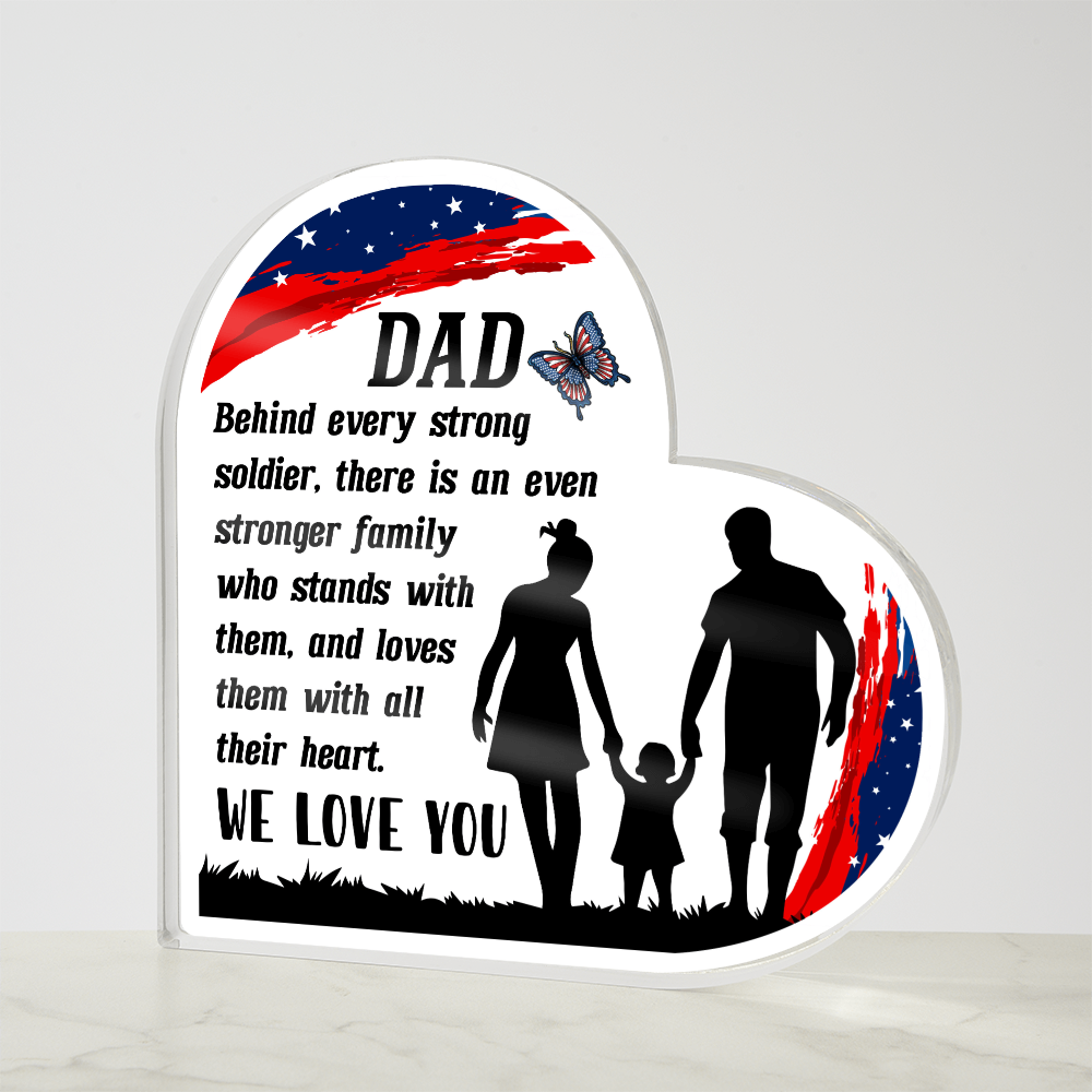 To Dad – The Strength Behind the Soldier | Heart-Shaped Keepsake