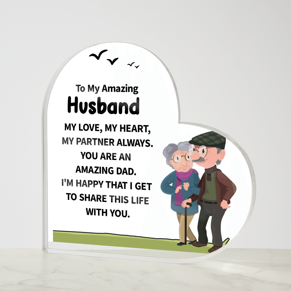 To My Amazing Husband – My Love, My Heart, My Forever Partner | Heart-Shaped Keepsake