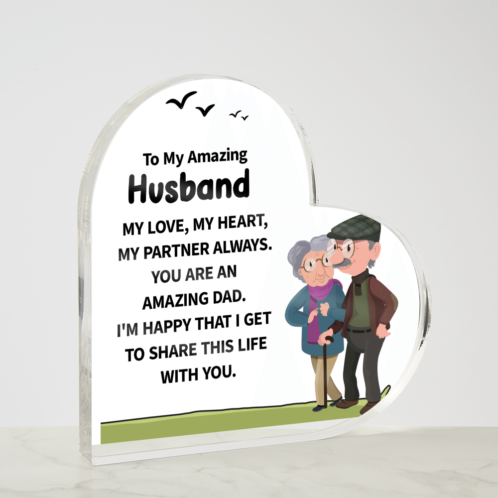 To My Amazing Husband – My Love, My Heart, My Forever Partner | Heart-Shaped Keepsake