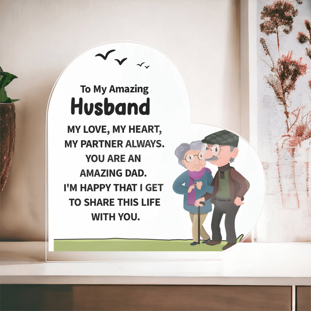 To My Amazing Husband – My Love, My Heart, My Forever Partner | Heart-Shaped Keepsake