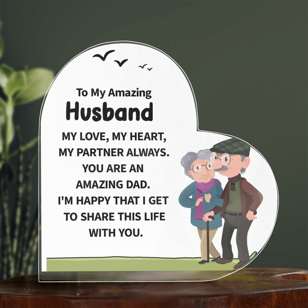 To My Amazing Husband – My Love, My Heart, My Forever Partner | Heart-Shaped Keepsake