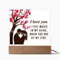 I Love You – You're the Music in My Veins | Square Acrylic Keepsake