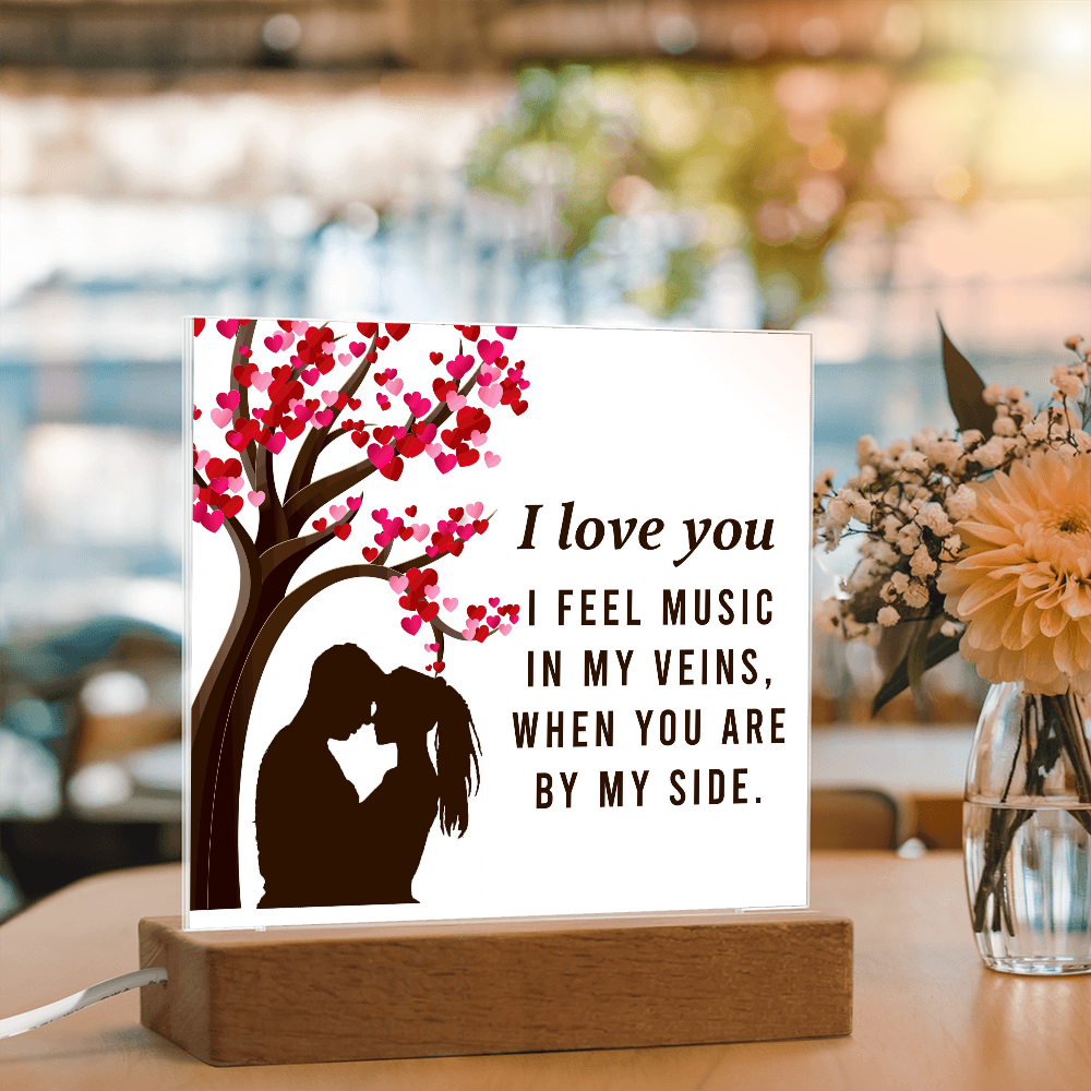 I Love You – You're the Music in My Veins | Square Acrylic Keepsake