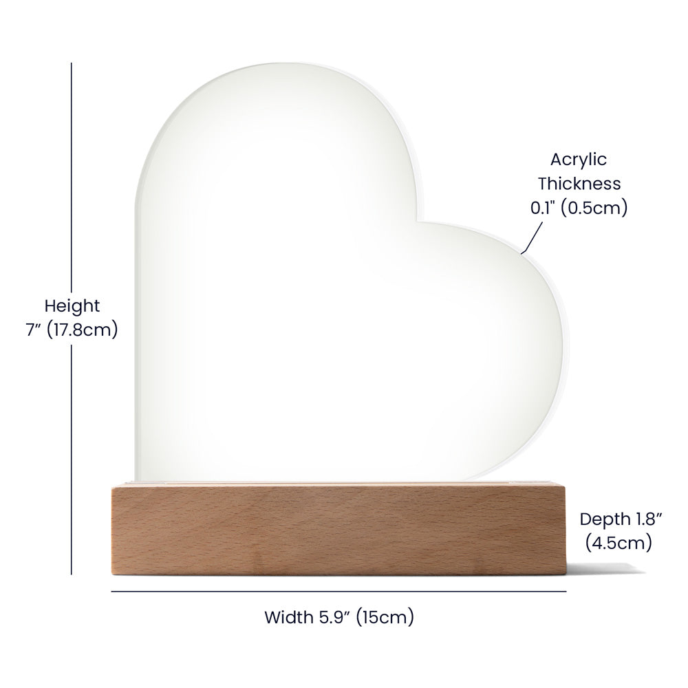 "The Heartbeat Promise" – Custom LED Acrylic Heart Plaque