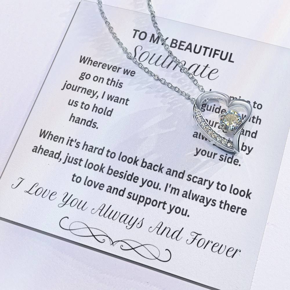 Soulmate necklace  Beautiful love pendant  Thoughtful gift for soulmate  Romantic adornment  Elegant soulmate jewelry  Sentimental necklace  Personalized love pendant  Timeless soulmate accessory  Special gift for loved one  Cherished keepsake necklace  Meaningful love-themed jewelry  Graceful soulmate pendant  Romantic gesture necklace  Unique love adornment  Soulful jewelry piece