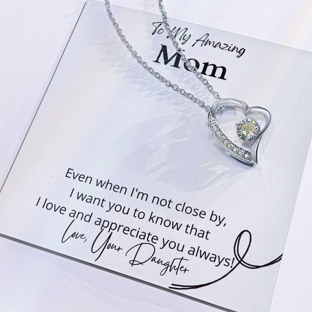 Emotional mother-daughter jewelry  Expressive love-themed necklace  Unique mom's keepsake  Cherished gift from daughter  Timeless love adornment  Mom's special pendant  Daughter's affectionate gift  Personalized mom's jewelry