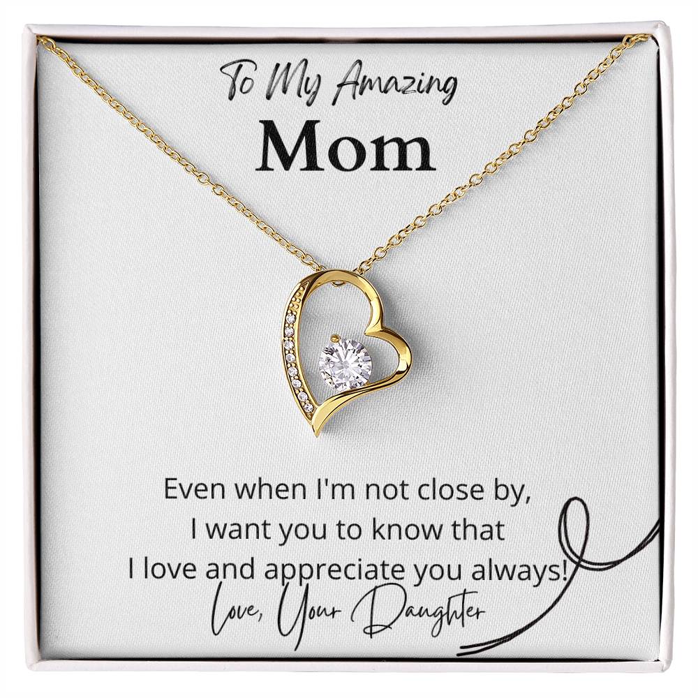 Emotional mother-daughter jewelry  Expressive love-themed necklace  Unique mom's keepsake  Cherished gift from daughter  Timeless love adornment  Mom's special pendant  Daughter's affectionate gift  Personalized mom's jewelry