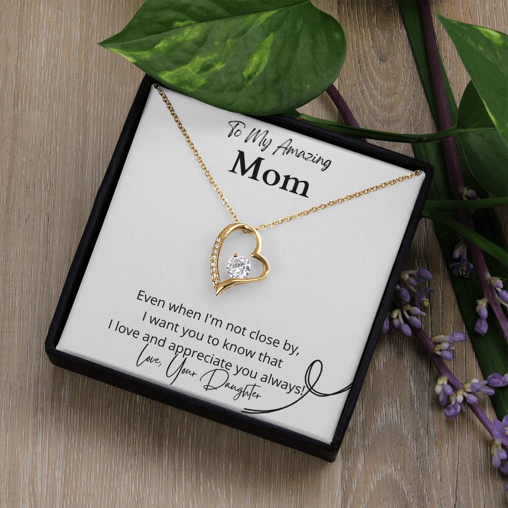 Emotional mother-daughter jewelry  Expressive love-themed necklace  Unique mom's keepsake  Cherished gift from daughter  Timeless love adornment  Mom's special pendant  Daughter's affectionate gift  Personalized mom's jewelry