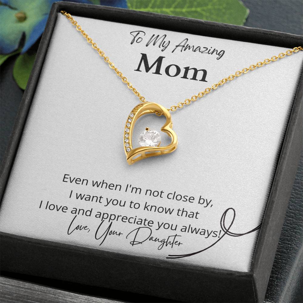 Emotional mother-daughter jewelry  Expressive love-themed necklace  Unique mom's keepsake  Cherished gift from daughter  Timeless love adornment  Mom's special pendant  Daughter's affectionate gift  Personalized mom's jewelry