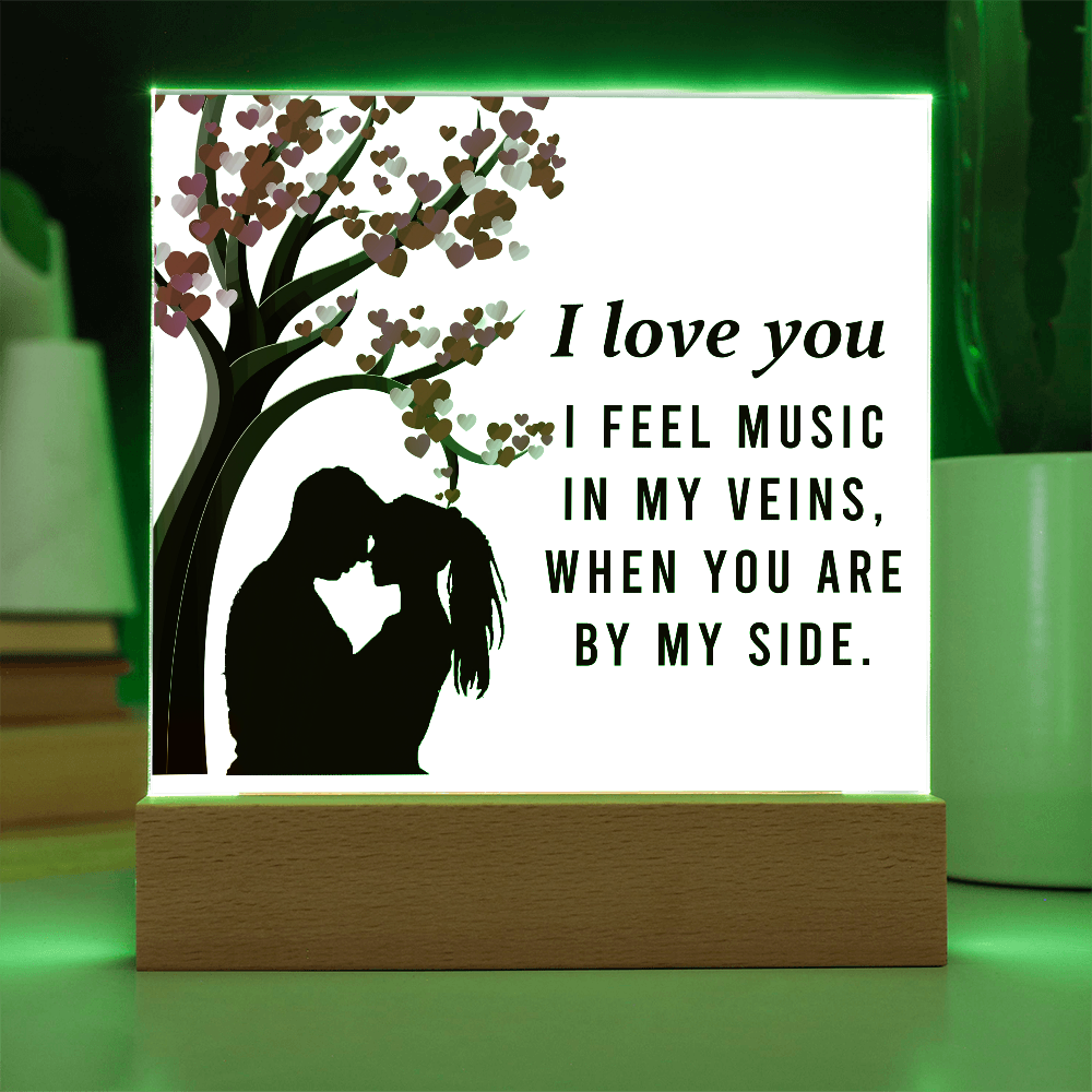 I Love You – You're the Music in My Veins | Square Acrylic Keepsake