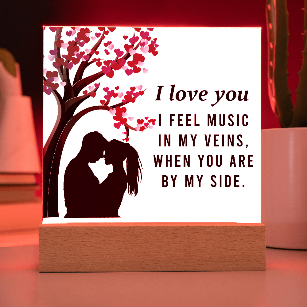 I Love You – You're the Music in My Veins | Square Acrylic Keepsake
