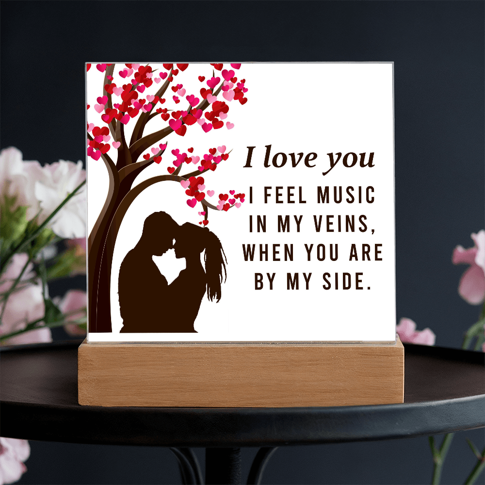 I Love You – You're the Music in My Veins | Square Acrylic Keepsake
