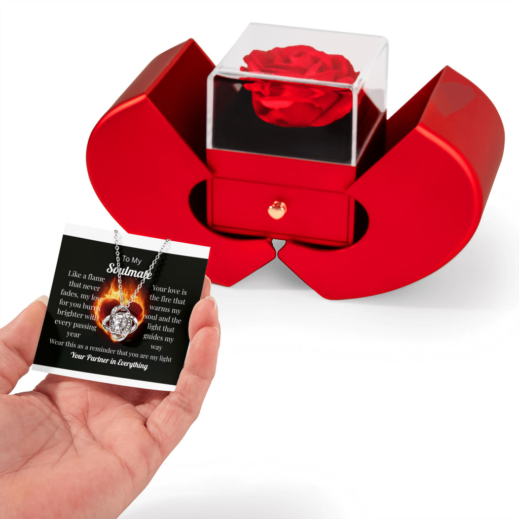 "The Soulmate Flame" – Forever Heart Necklace & Keepsake Message Card