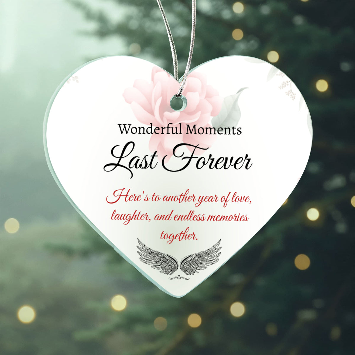 "Love, Laughter & Endless Memories" Custom Acrylic Heart Ornament