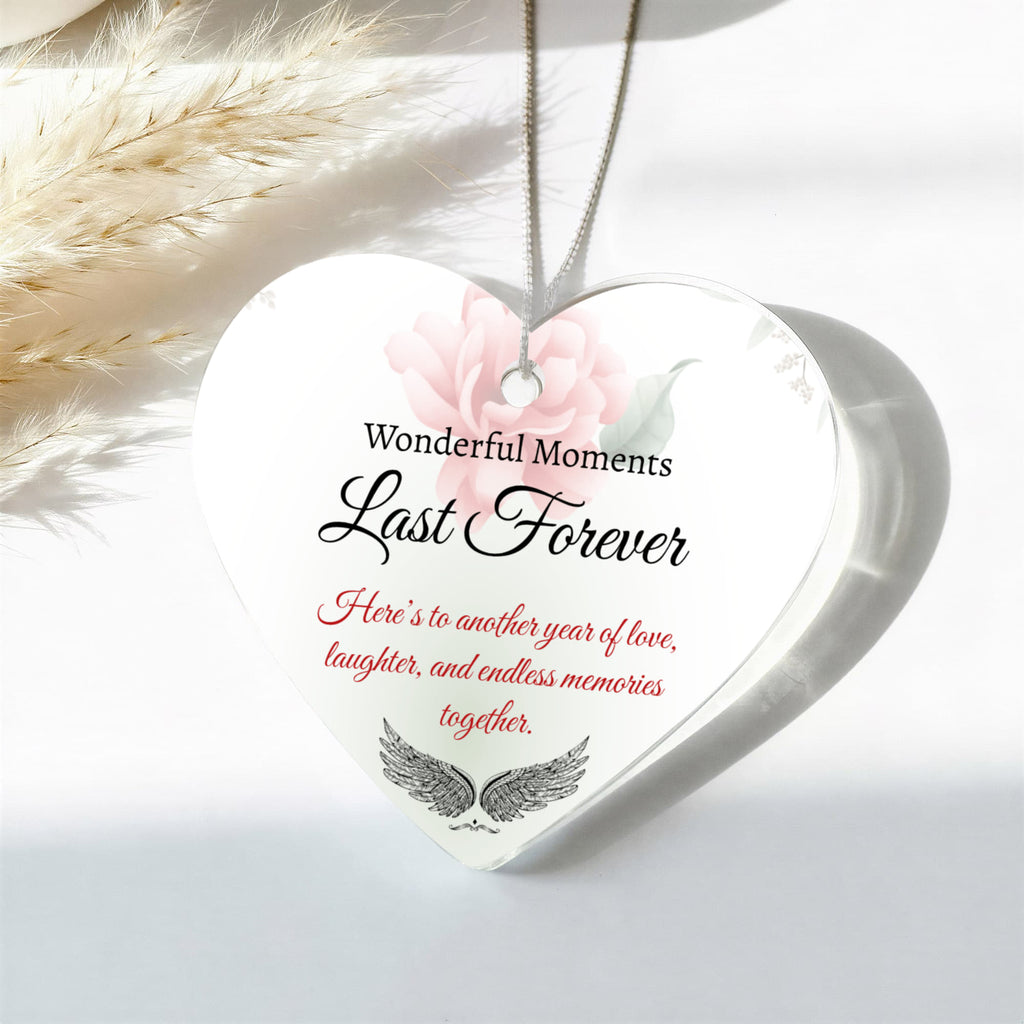"Love, Laughter & Endless Memories" Custom Acrylic Heart Ornament