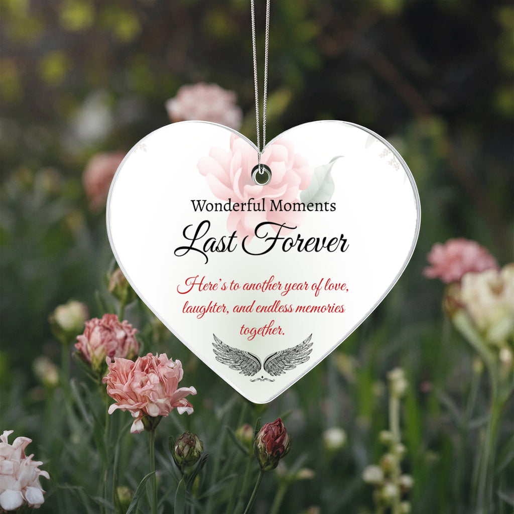 "Love, Laughter & Endless Memories" Custom Acrylic Heart Ornament