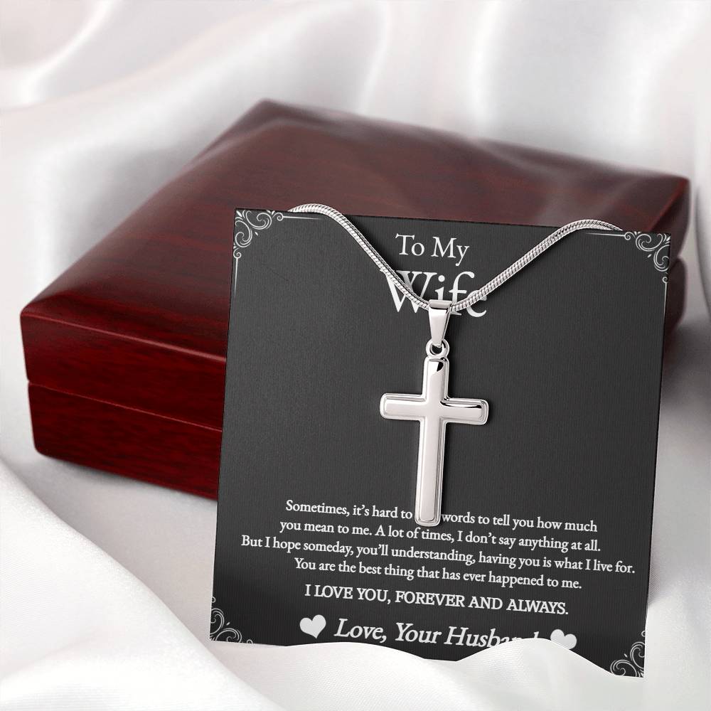 Stainless Cross Necklace For Wife w/ M C Perfect for special occasions