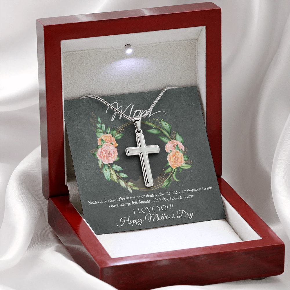 Faith and Love: A Beautiful Cross Necklace with an Inspiring Message for Mom