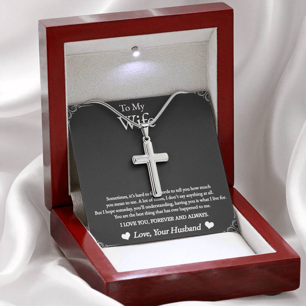 Stainless Cross Necklace For Wife w/ M C Perfect for special occasions