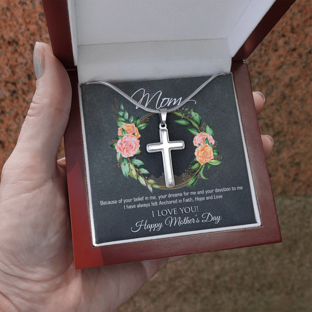 Faith and Love: A Beautiful Cross Necklace with an Inspiring Message for Mom