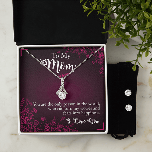 Blessed by Your Love: A Thoughtful Necklace and Earring Set for Mom with a Meaningful Message - Giulia's Jems