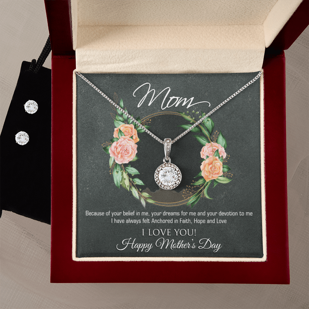 Forever Blessed: A Meaningful Hope Necklace with Earring Set for Mom with a Touching Message - Giulia's Jems