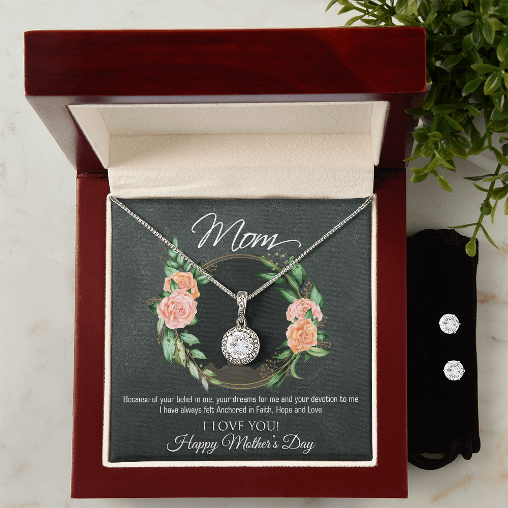 Forever Blessed: A Meaningful Hope Necklace with Earring Set for Mom with a Touching Message - Giulia's Jems