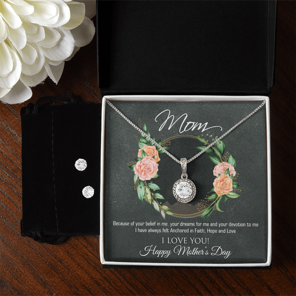 Forever Blessed: A Meaningful Hope Necklace with Earring Set for Mom with a Touching Message - Giulia's Jems