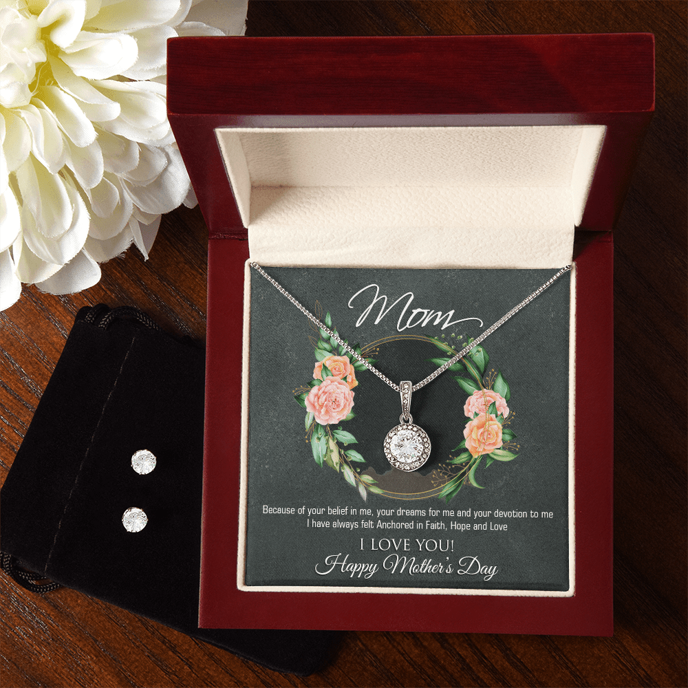 Forever Blessed: A Meaningful Hope Necklace with Earring Set for Mom with a Touching Message - Giulia's Jems
