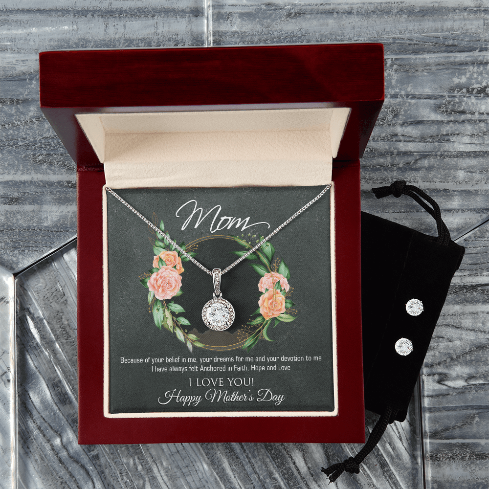 Forever Blessed: A Meaningful Hope Necklace with Earring Set for Mom with a Touching Message - Giulia's Jems