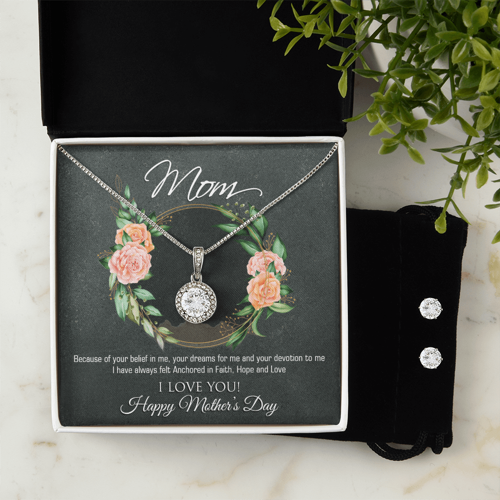 Forever Blessed: A Meaningful Hope Necklace with Earring Set for Mom with a Touching Message - Giulia's Jems