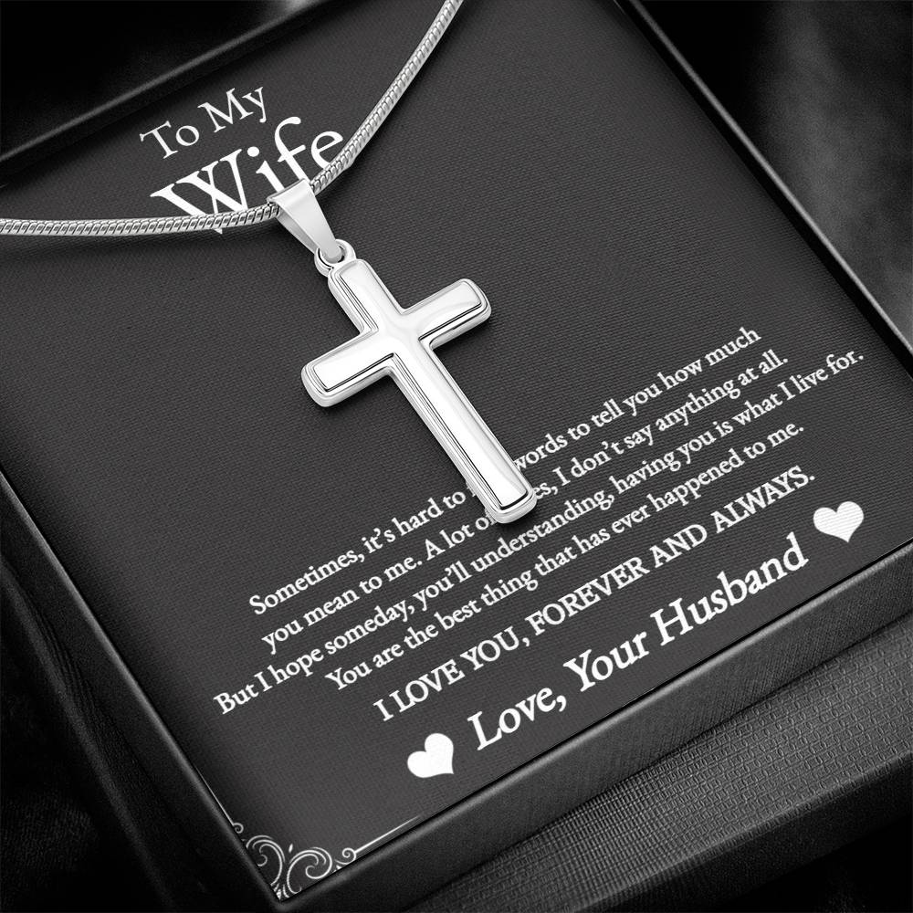 Stainless Cross Necklace For Wife w/ MC - Giulia's Jems