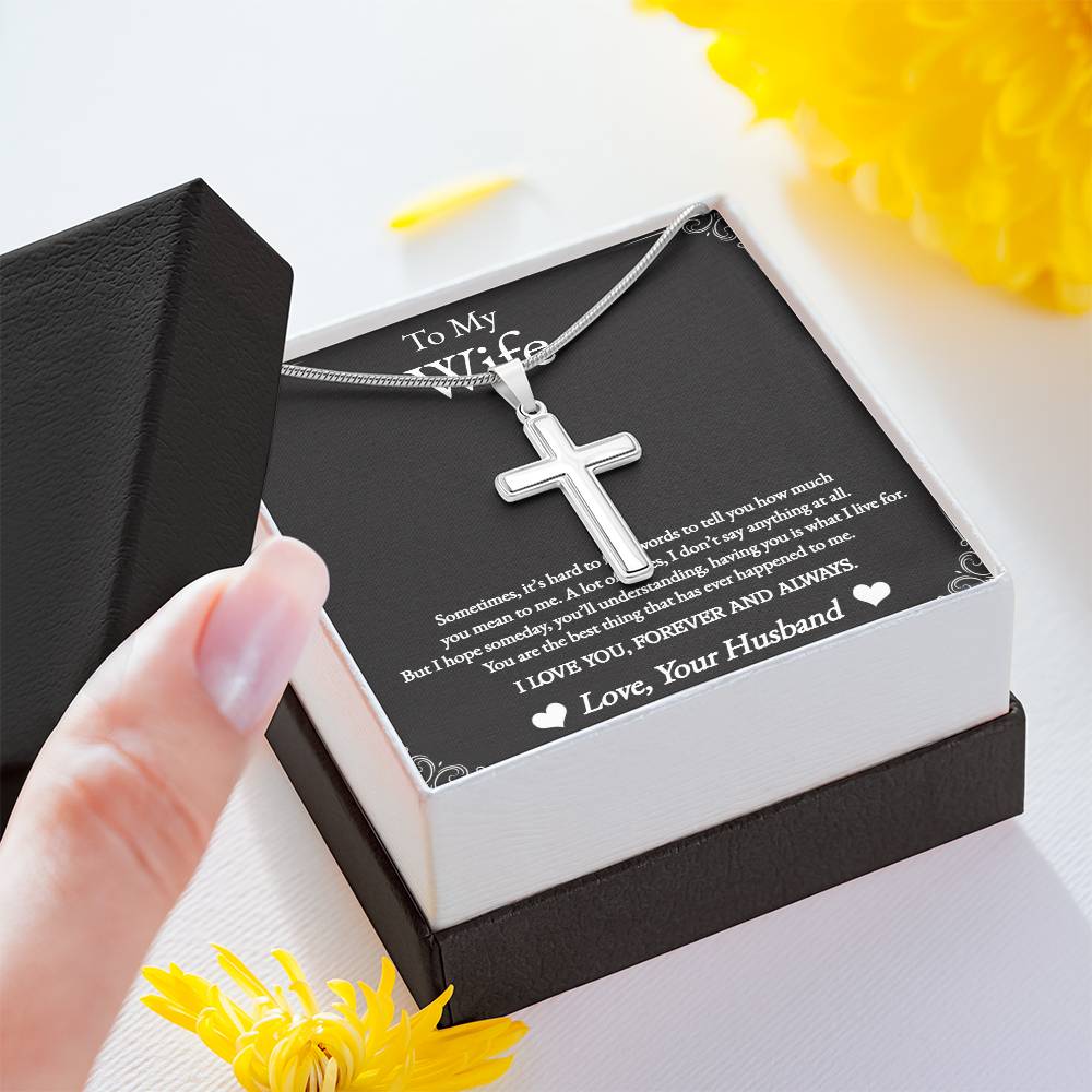 Stainless Cross Necklace For Wife w/ MC - Giulia's Jems