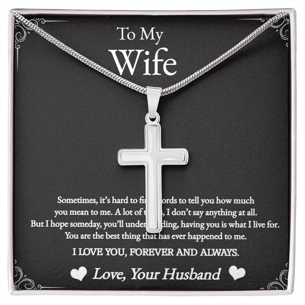 Stainless Cross Necklace For Wife w/ MC - Giulia's Jems