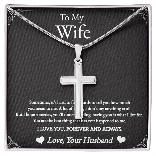 Stainless Cross Necklace For Wife w/ MC - Giulia's Jems